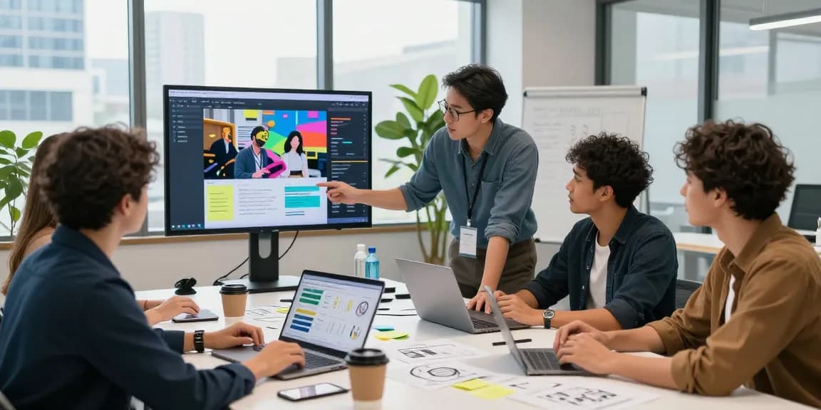 https://siren.clickn.co.kr/의 현대적인 디지털 마케팅 팀의 브레인스토밍 장면