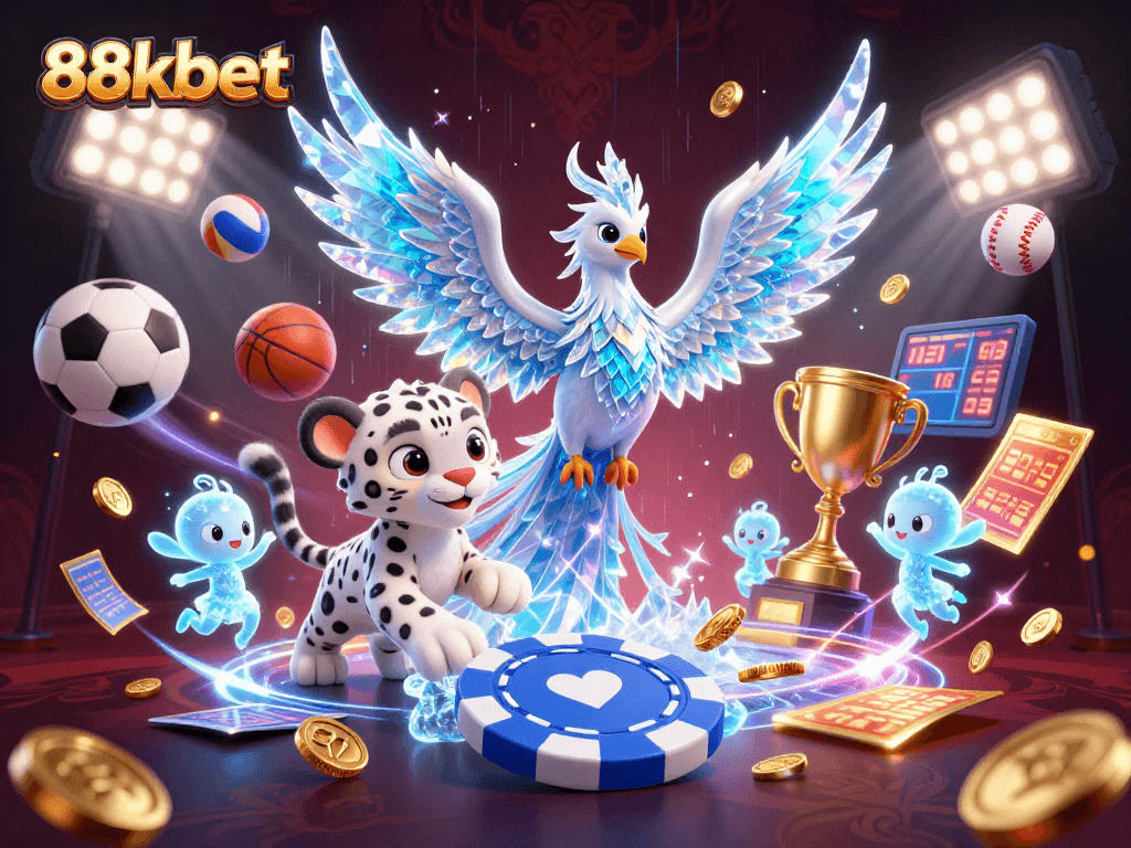 Experience thrilling gameplay with 88kbet's vibrant and dynamic poker scene featuring an ice phoenix.