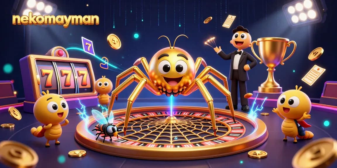 NekoMayMan spins excitement with golden spider and croupiers at the roulette wheel