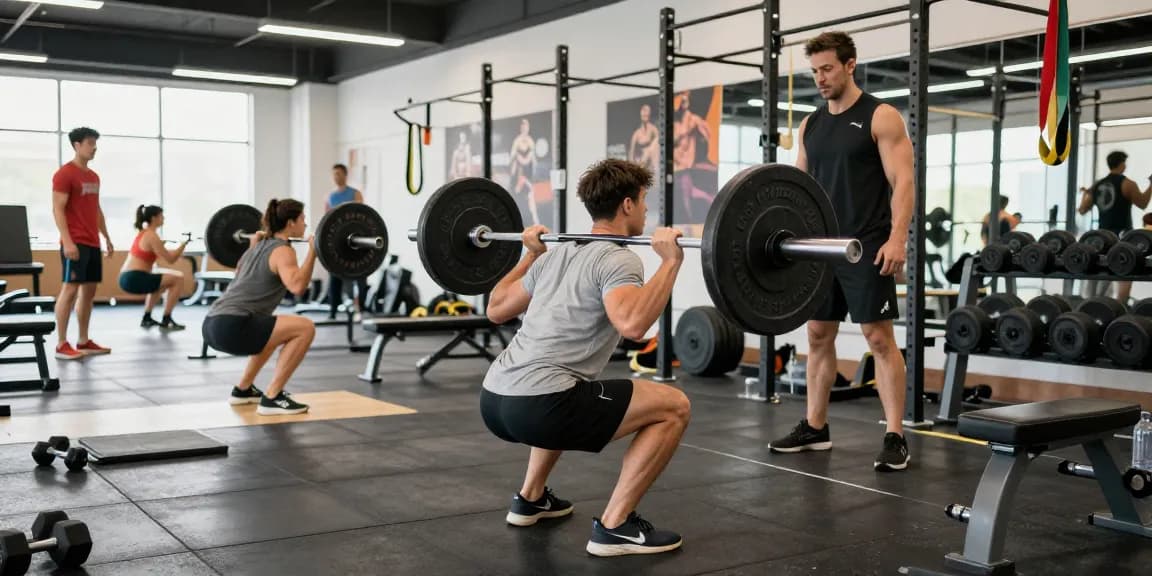 Somatrop Steroid Shop showcases dynamic fitness training environment with athletes engaging in strength exercises.