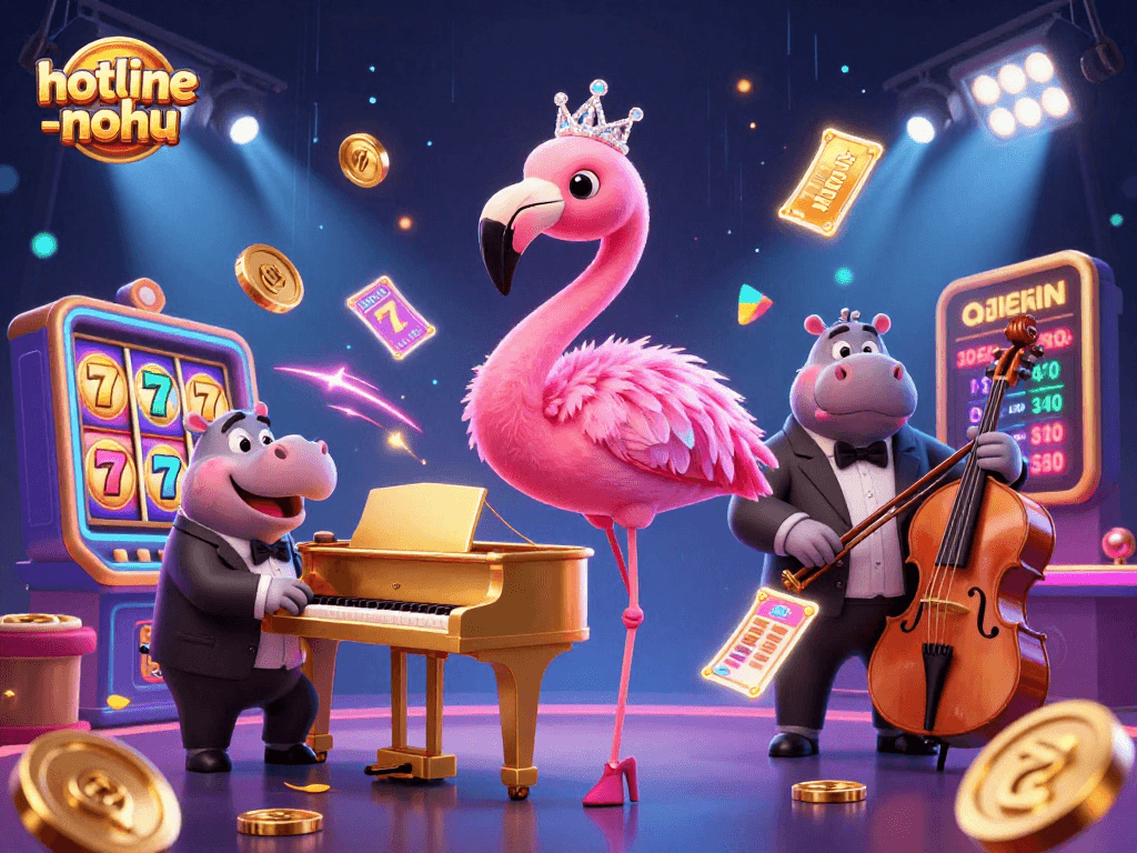 Join the excitement with hotline-nohu while winning in a vibrant casino scene filled with dynamic slot elements and luxury.