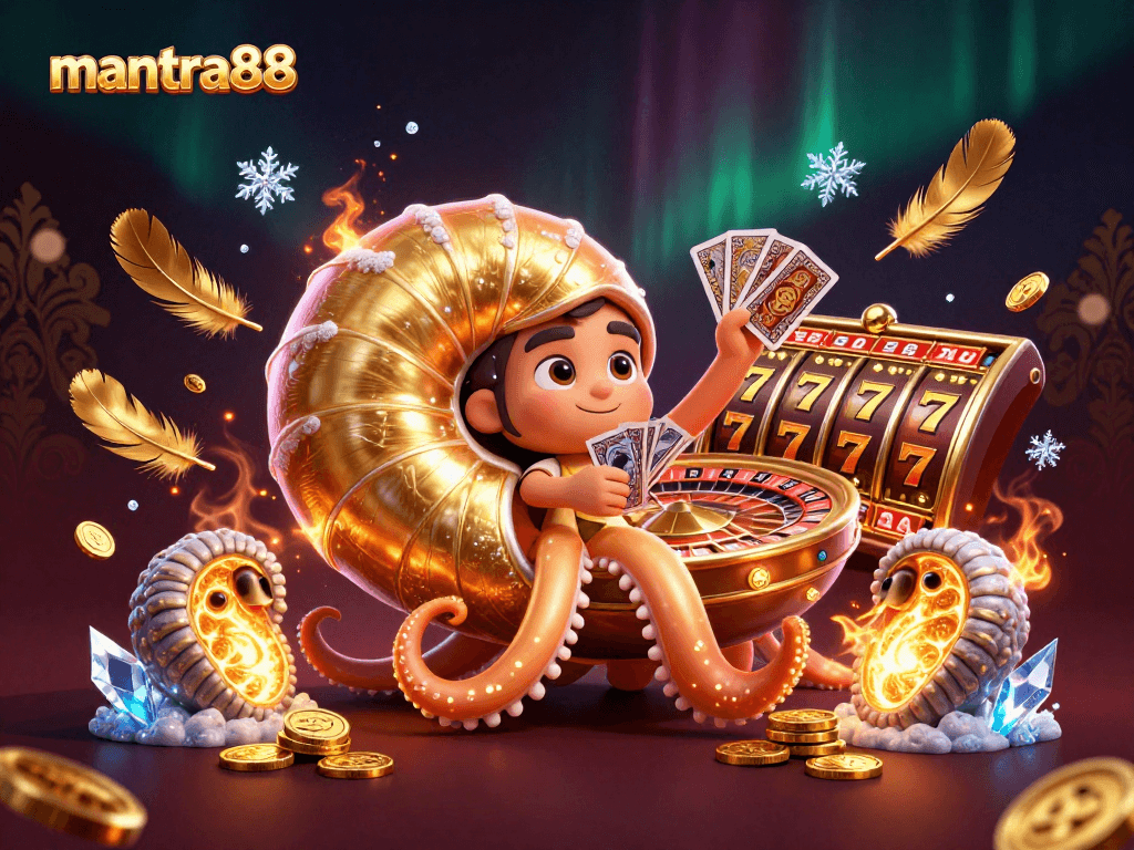 Spin the reels with mantra88 in a dynamic game scene filled with golden elements and vibrant energy.