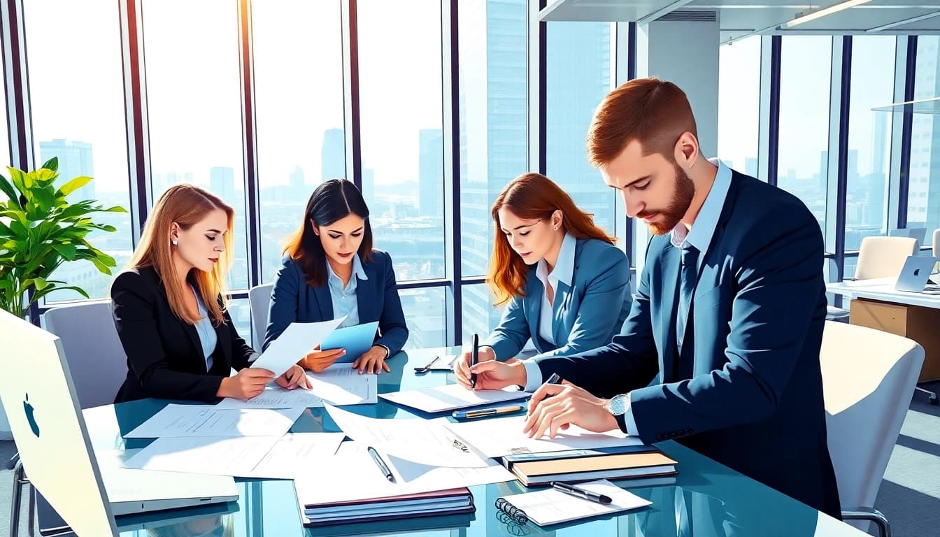 Berufliches Team bei der Zusammenarbeit mit csc hamburg Dokumenten und digitalen Geräten