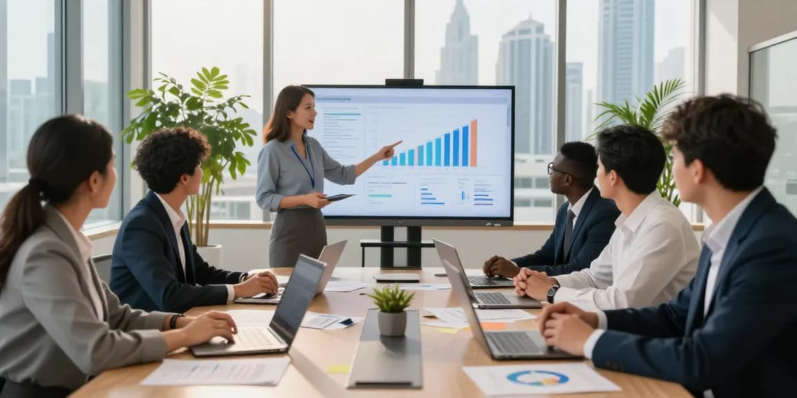 Audit Firms in UAE team collaborating in a modern office demonstrating strategic financial solutions.