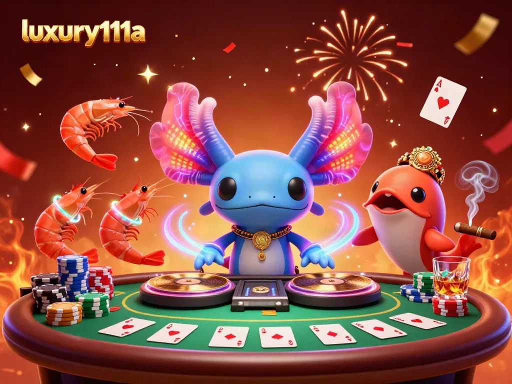 Experience luxury111a's vibrant gaming scene with lively characters and dynamic casino elements.
