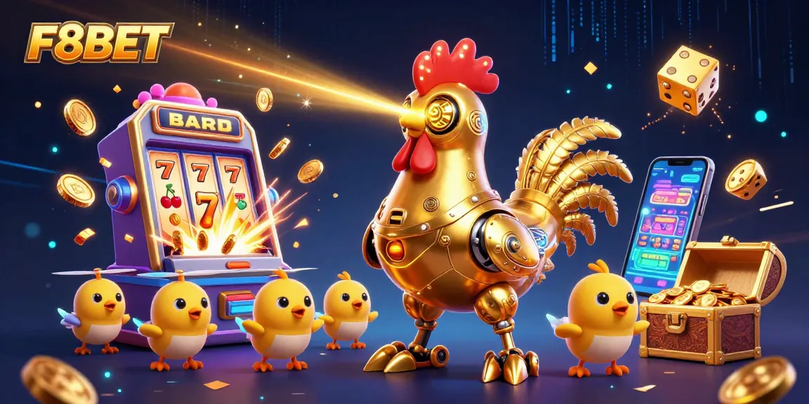 Experience exhilarating gaming at F8BET with a vibrant 3D illustration showcasing a jackpot burst and dynamic characters.