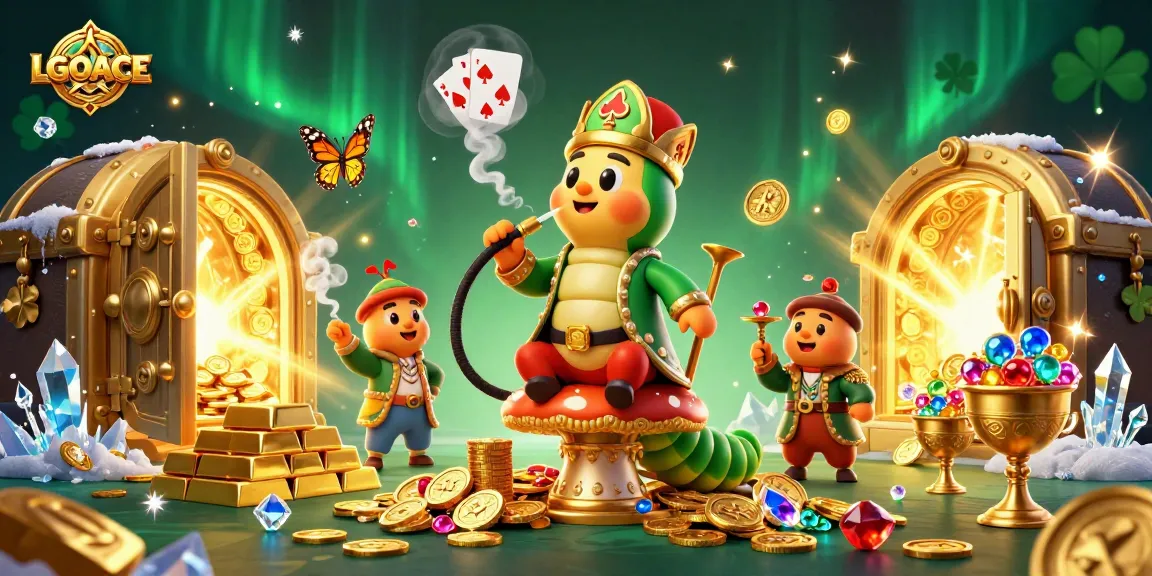 LGOACE offers an immersive gaming experience with a vibrant casino scene featuring gold elements and characters.