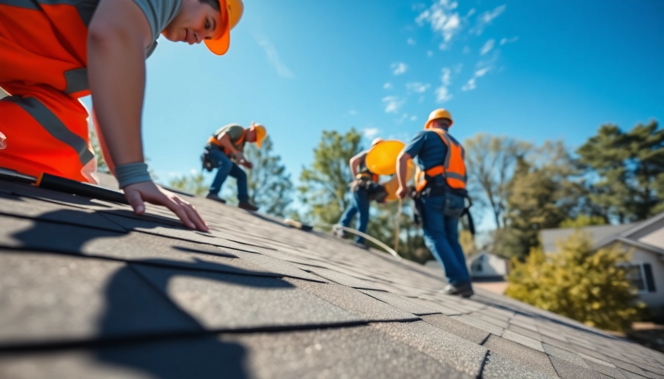 Skilled professionals providing roofing twinsburg ohio services on a suburban home.