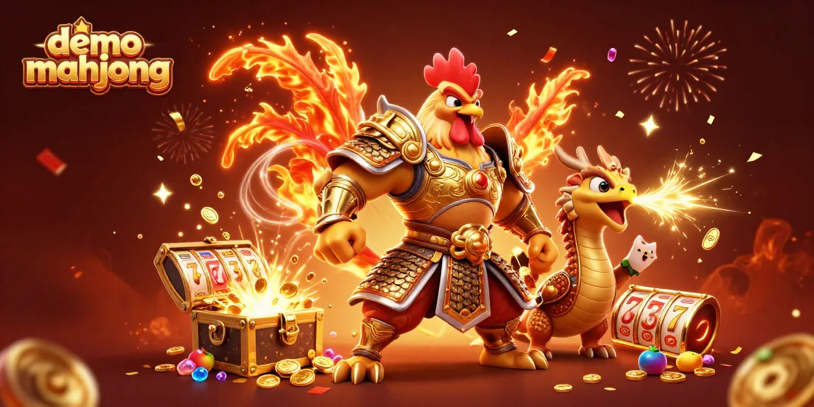 Menangkan demo mahjong dengan ayam jantan pejuang dalam armor emas dan naga bernapas api!