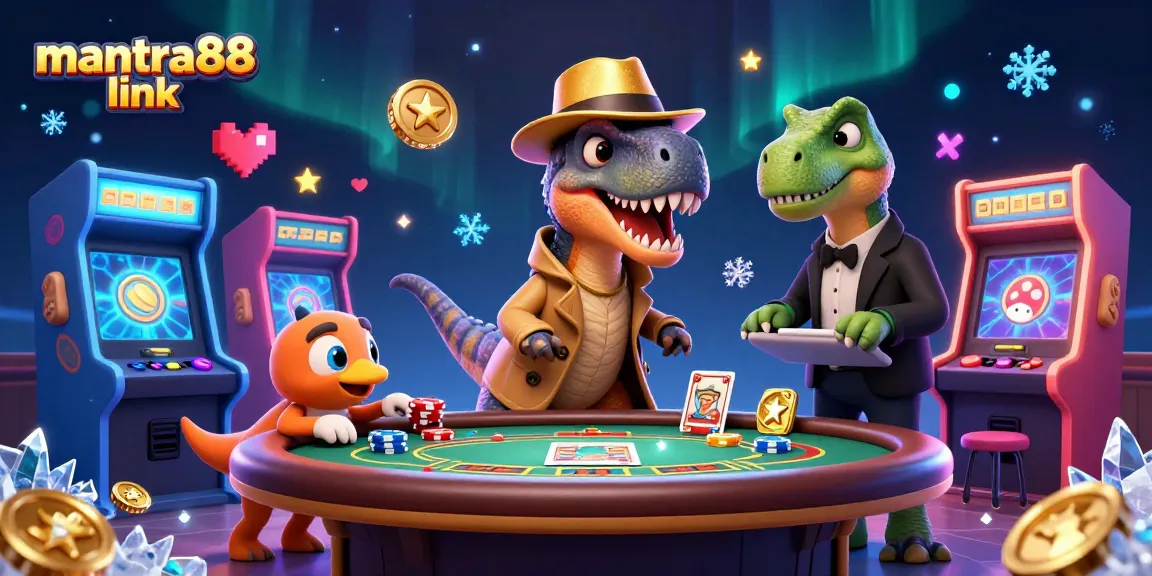 Experience excitement at mantra88 link with a clever velociraptor at a busy blackjack table.