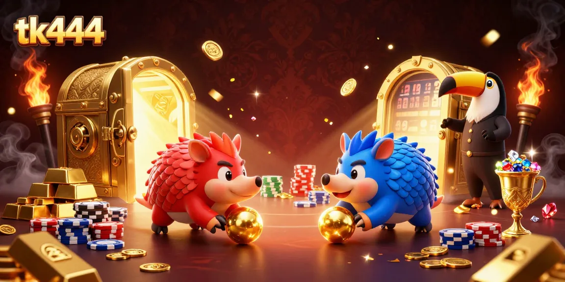 Compete to win big with tk444 as rival pangolins bowl through poker chips in a vibrant 3D casino scene.