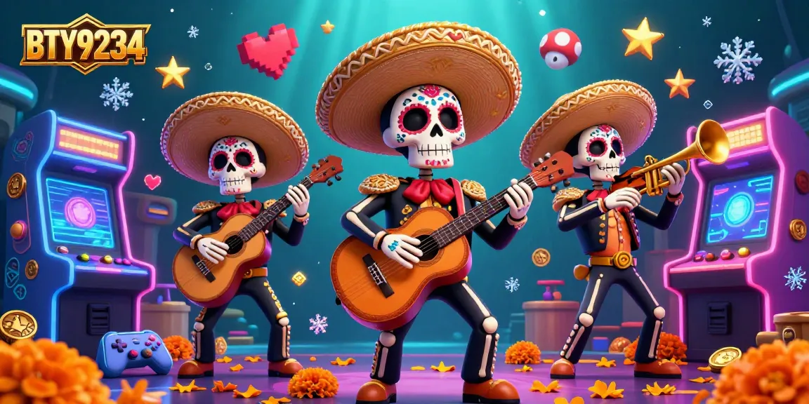 BTY9234 showcases a vibrant 3D mariachi band amid casino elements in an exciting gaming atmosphere.