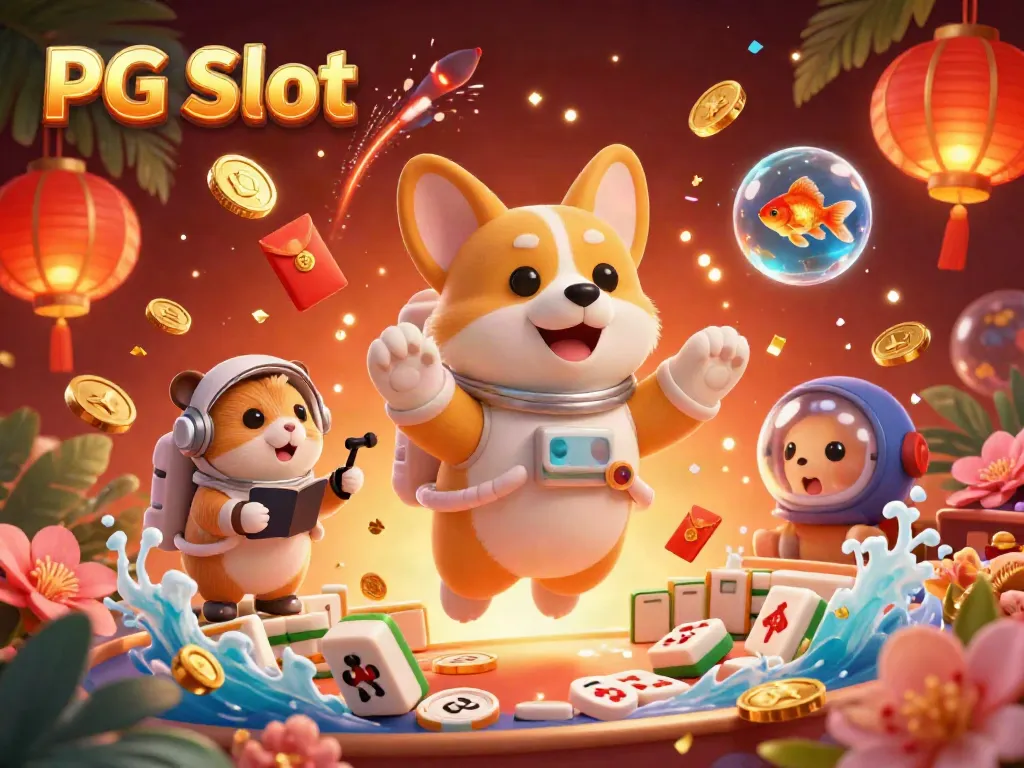 Engage with thrilling PG Slot games in a vibrant cosmic casino environment with animated characters.