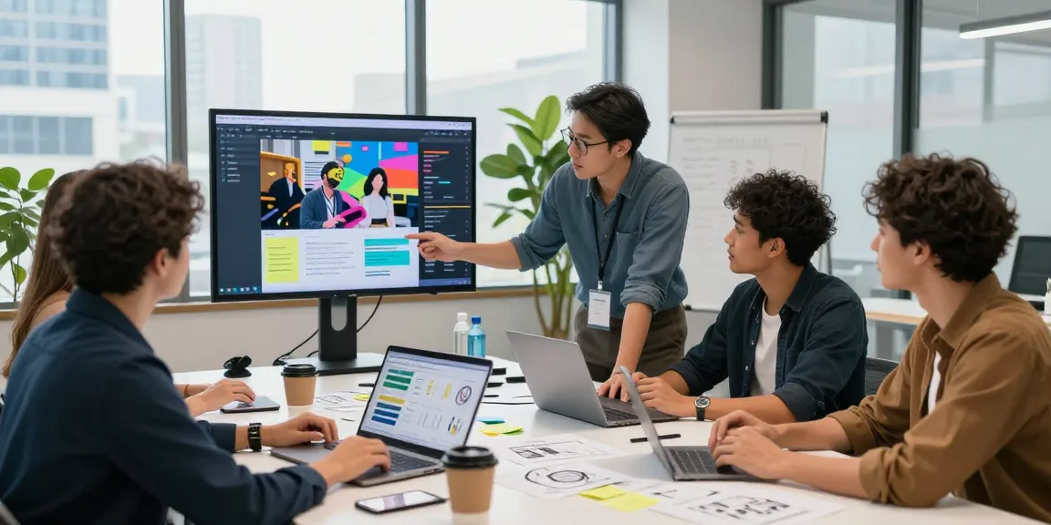 https://siren.clickn.co.kr/의 현대적인 디지털 마케팅 팀의 브레인스토밍 장면