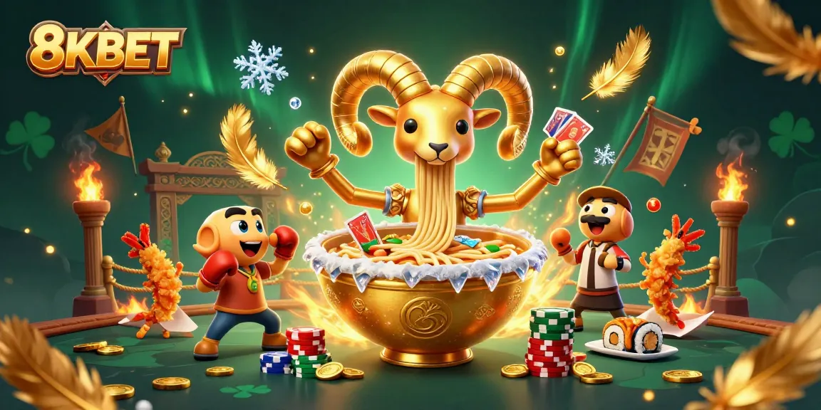 Experience thrilling gameplay at 8KBET with a vibrant casino scene featuring unique characters.