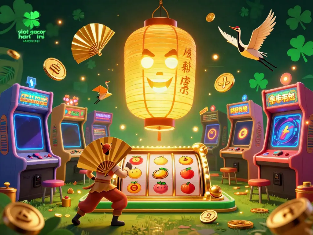 Experience the vibrant atmosphere of slot gacor hari ini with a magical golden lantern spirit amidst dynamic symbols and games.