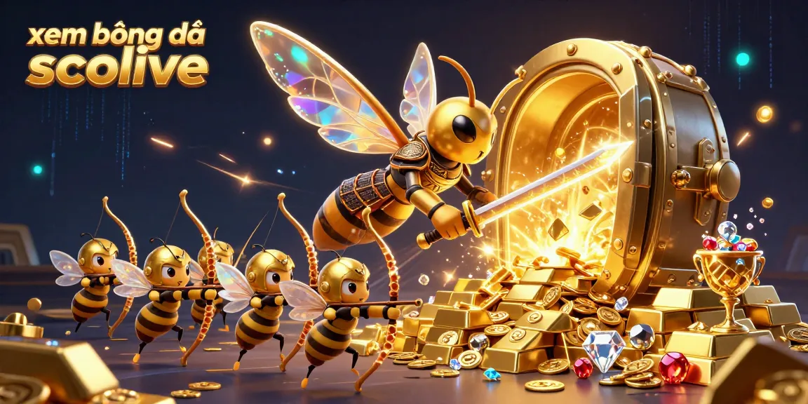 xem bóng đá socolive with sports betting elements like golden treasures and dynamic bee characters.