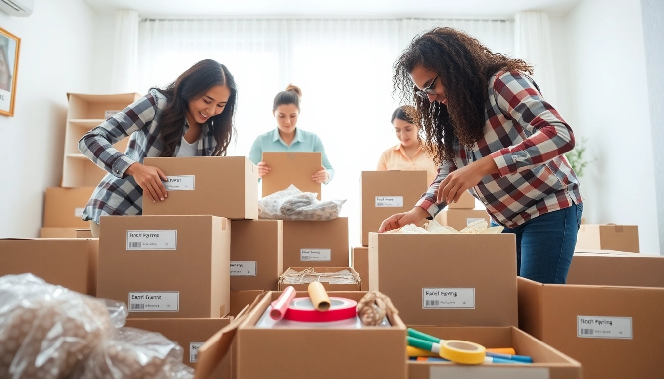 Organized professional packing services effectively arranging items in labeled boxes.