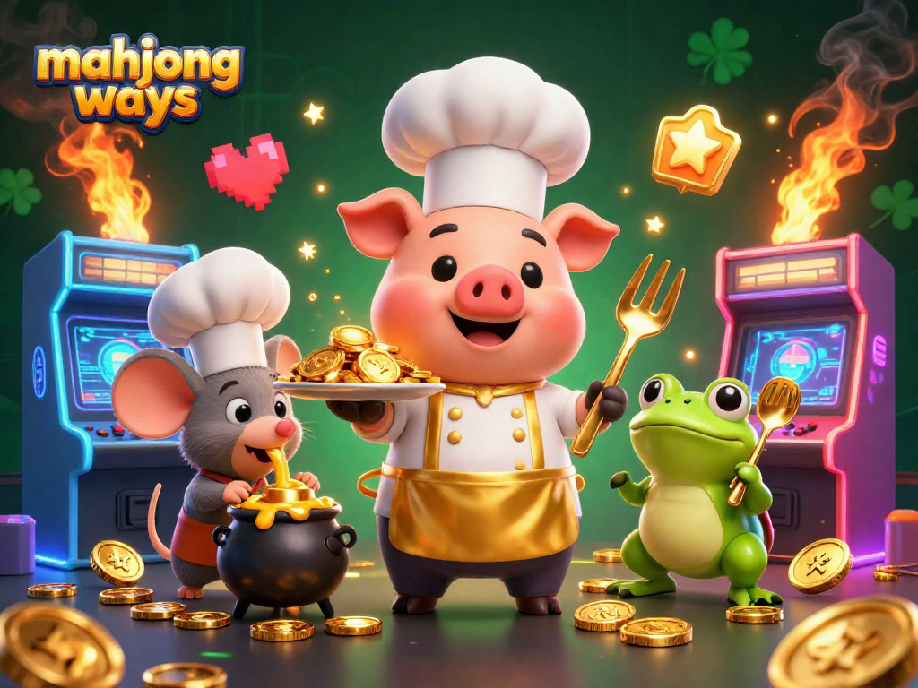 Spin the reels of Mahjong Ways for big wins while enjoying this vibrant casino scene full of animated characters.