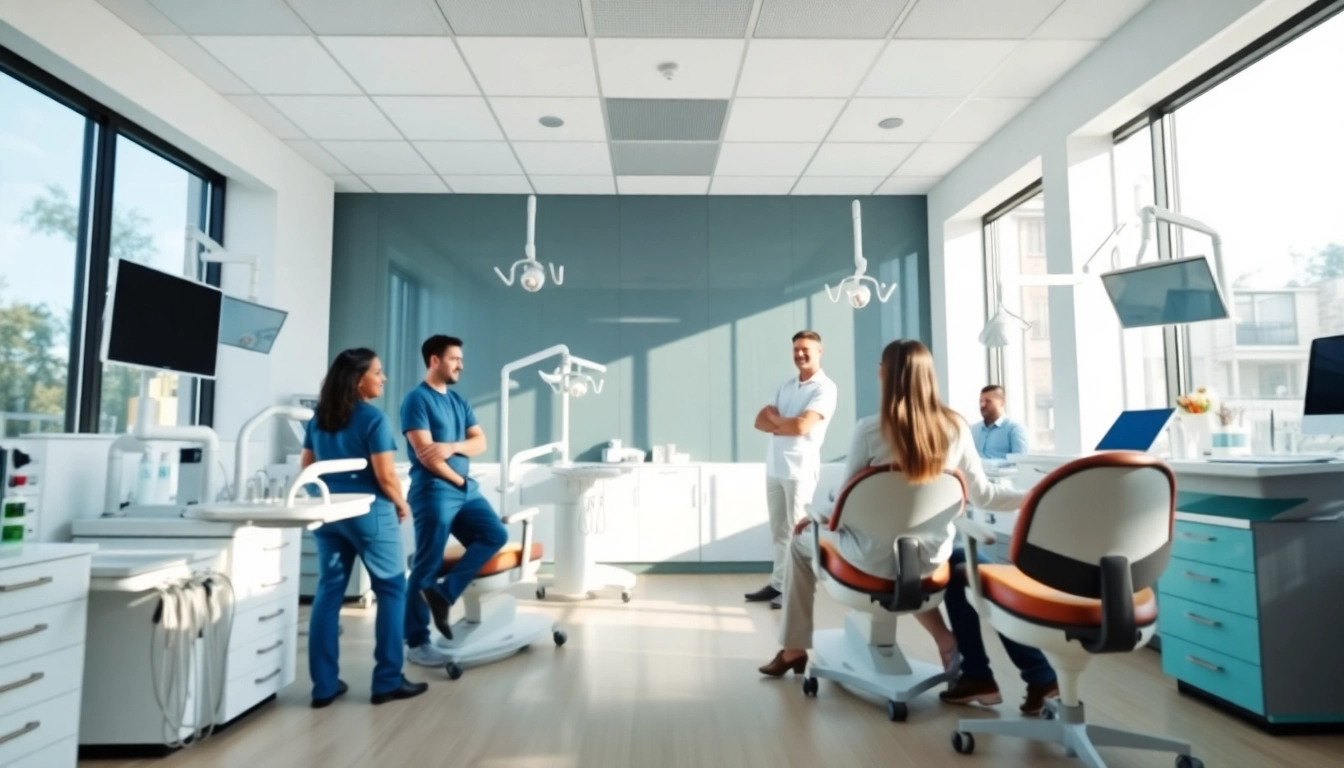 Welcoming dental office atmosphere with friendly staff and modern equipment.