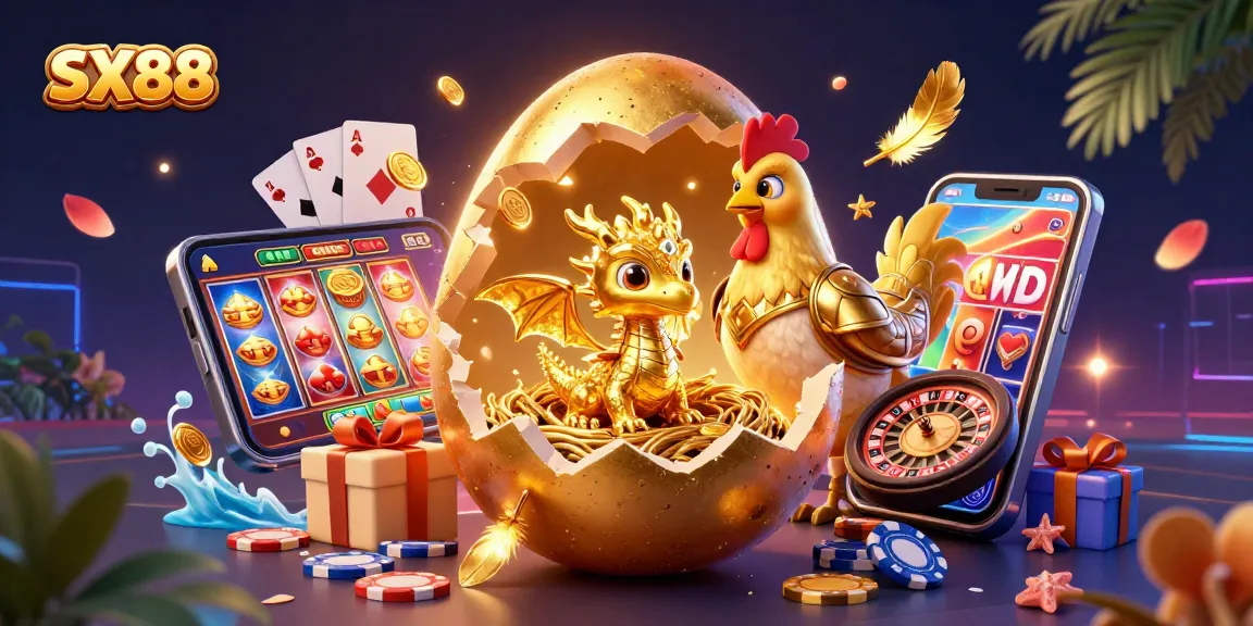SX88 introduces a stunning online casino experience with golden treasures and exciting game elements.