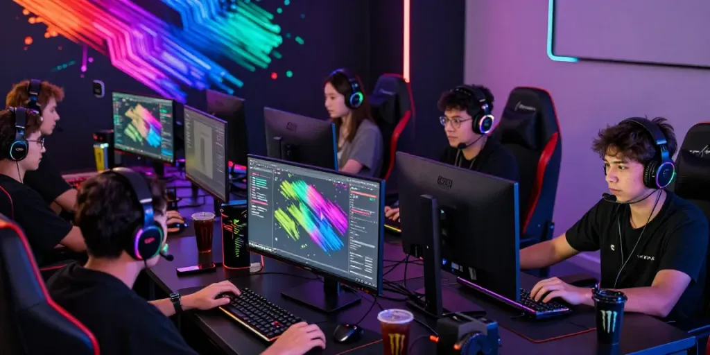 Engaged players using Singatoto login on vibrant gaming setups, showcasing real-time online gaming.