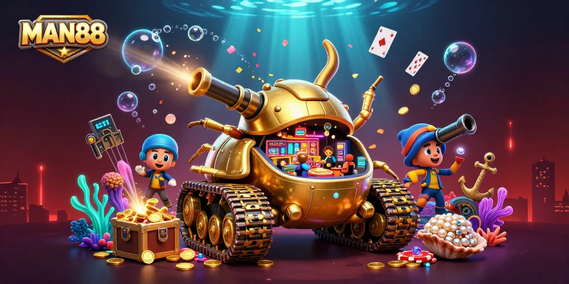 Experience the thrill of MAN88 with dynamic casino elements in an immersive 3D digital scene.