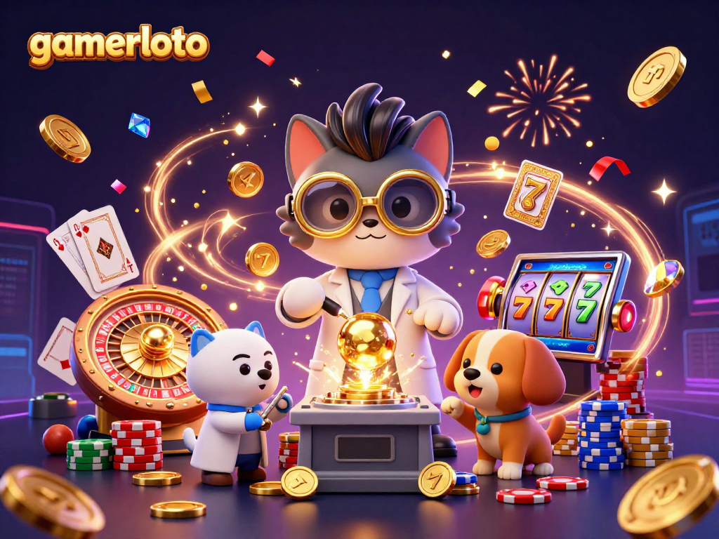 Experience winning with gamerloto's vibrant 3D casino scene featuring exciting slots and rewards.