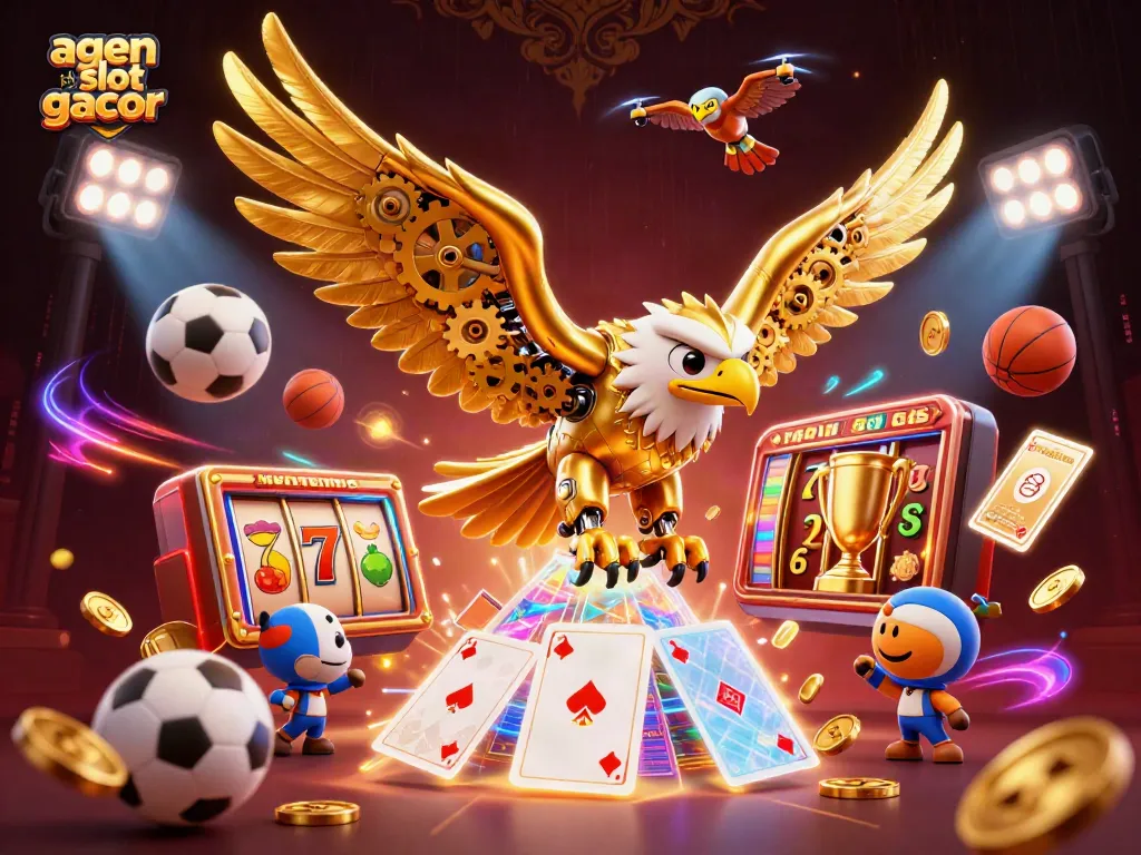Experience thrilling spins with agen slot gacor and vibrant slot elements in this 3D casino illustration.