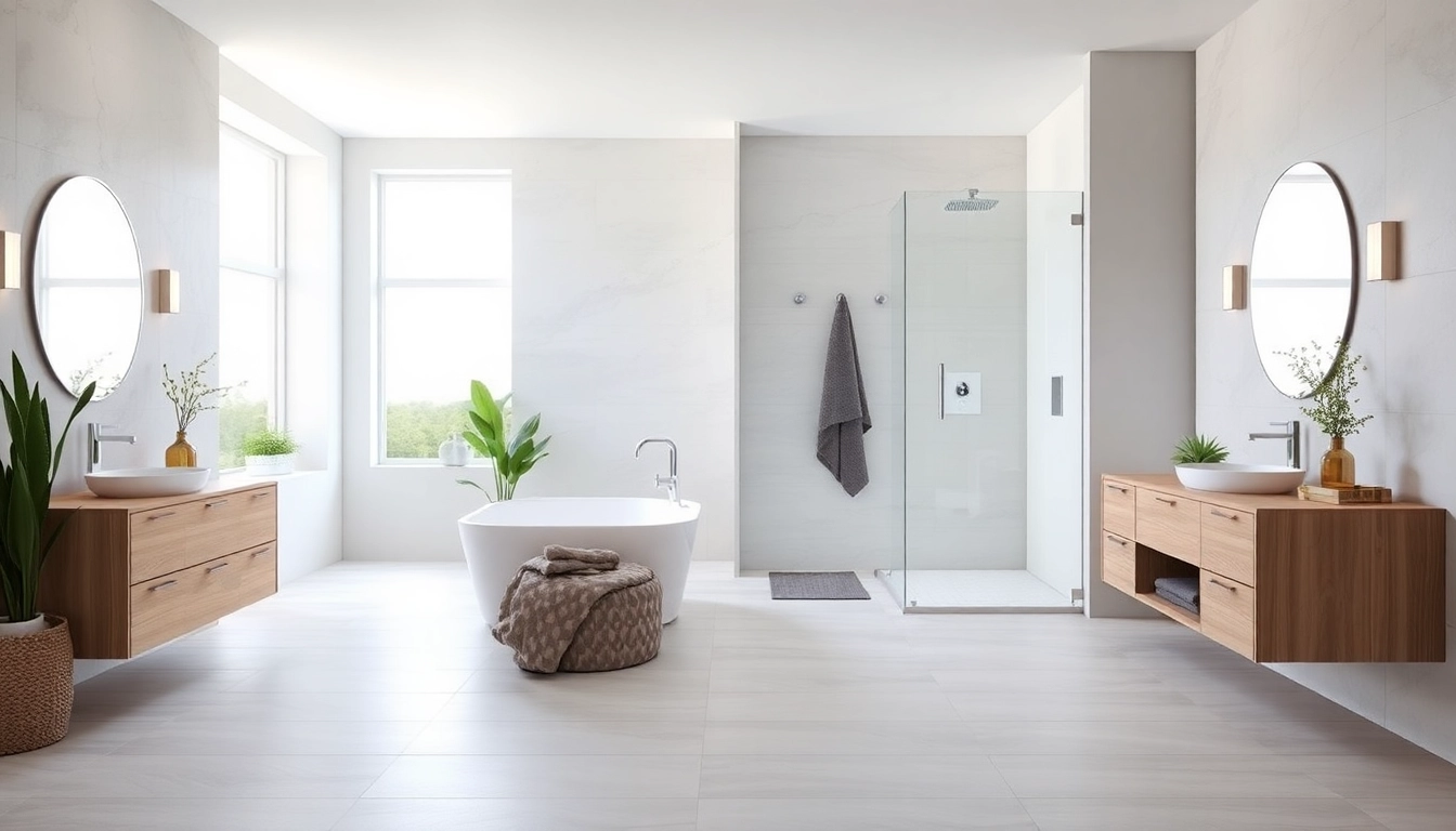 Experience elegant showers au in a luxurious modern bathroom with stylish glass enclosures.