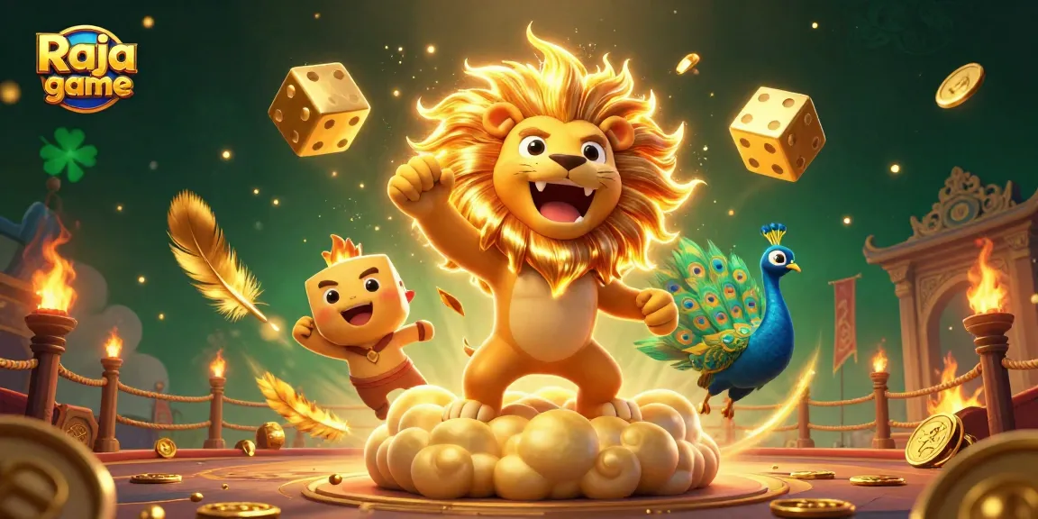 Experience thrilling moments with Raja game featuring a roaring lion and vibrant gaming elements.