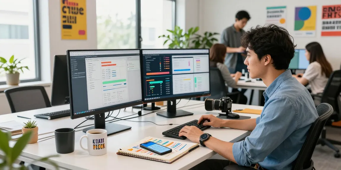 Marketer analyzing digital campaign metrics at a modern workspace showcasing 456bd strategies.