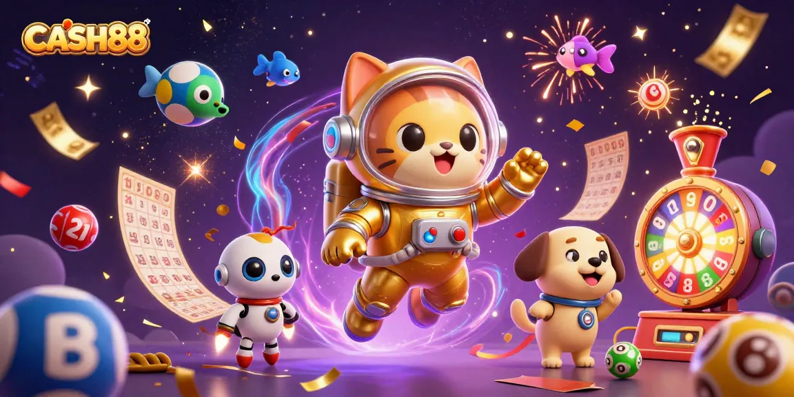 Experience CASH88's thrilling gaming atmosphere with a vibrant cosmic casino scene.