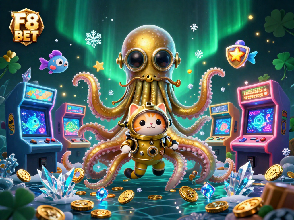 Engage with F8 BET in an exciting 3D casino adventure featuring vibrant characters and gaming elements.