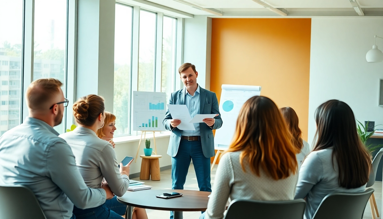 Engaging Career Coaching session led by a professional in a bright office