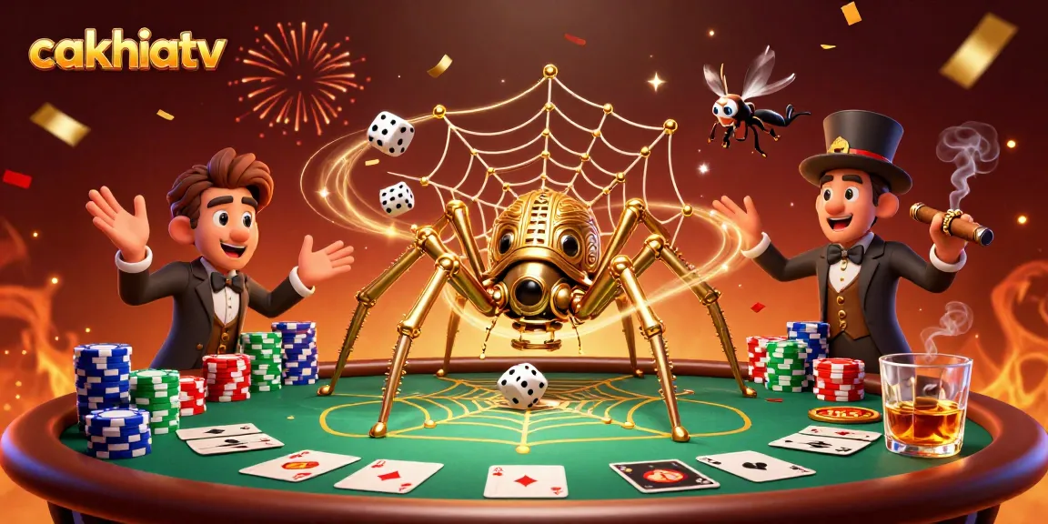 Cakhiatv captures thrilling dice in a golden web during a heated poker game.