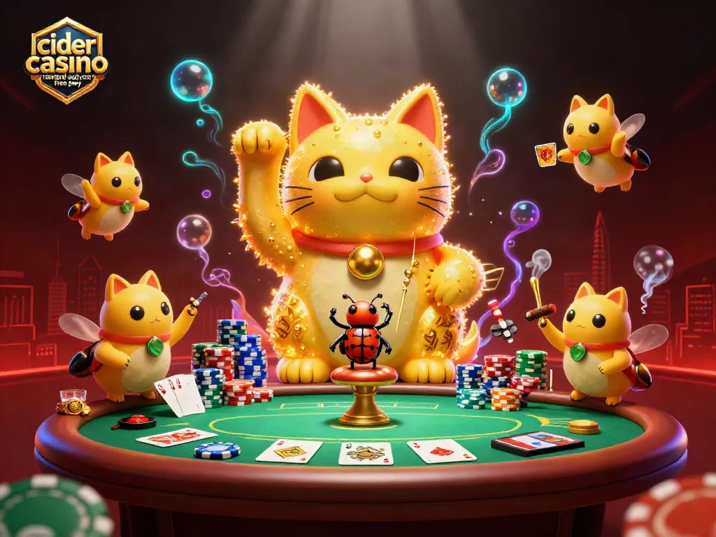Experience excitement with cider casino reward code free play in a vibrant, animated casino scene.