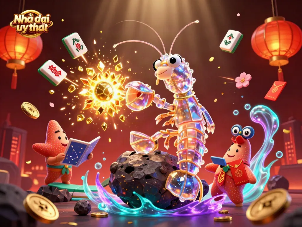 Engage with Nhà cái uy tín through a dynamic 3D scene of gambling, featuring vibrant characters in action.