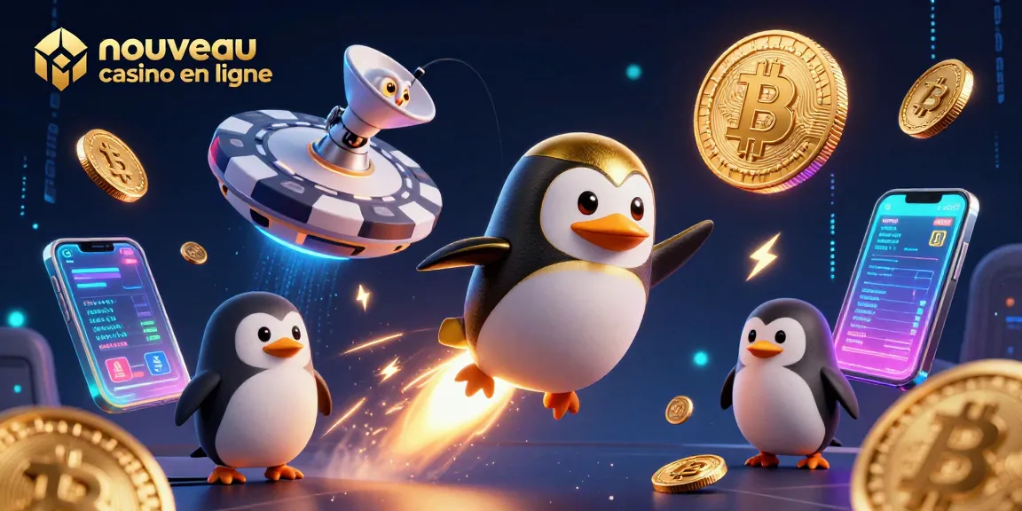 Découvrez le nouveau casino en ligne avec un pingouin doré propulsé par une fusée dans l'espace.