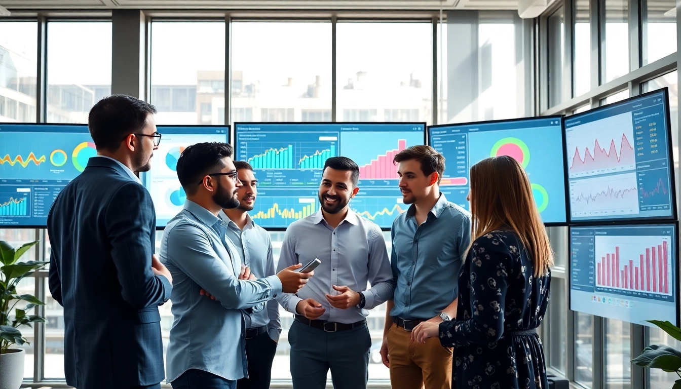 Analyze app intelligence tools metrics in a modern office environment with diverse professionals.