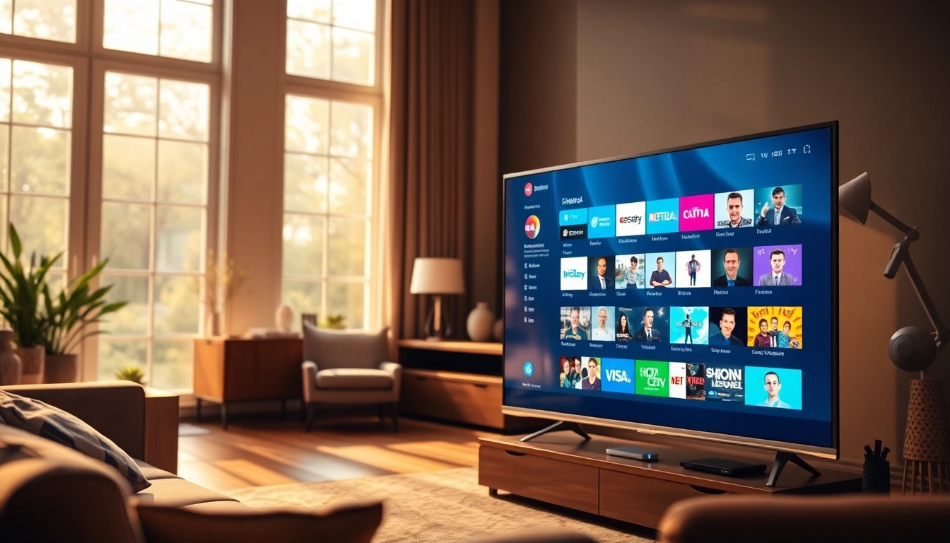 Experience the FREE IPTV Trial on diverse channels showcased on a modern TV screen.