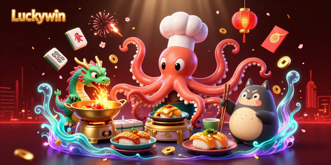 Place your bets at Luckywin with an exciting scene featuring vibrant casino elements and characters.