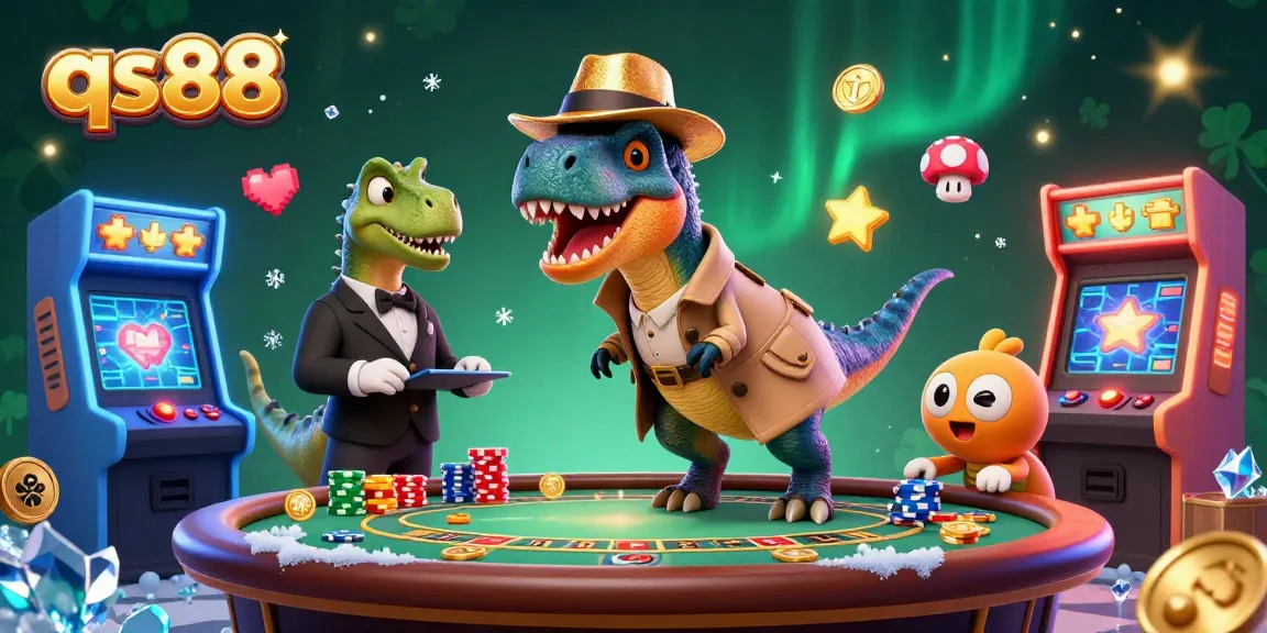 Experience thrilling moments at qs88, where a velociraptor card counter and stegosaurus pit boss entertain at the blackjack table with casino excitement.