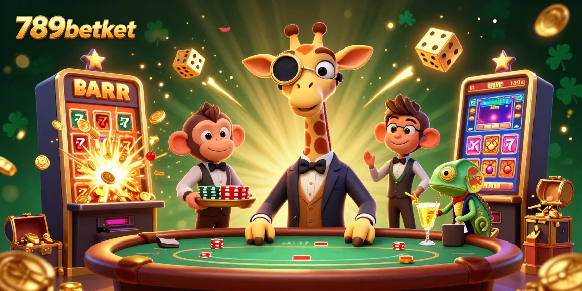 Experience thrilling gameplay with 789betket's vibrant 3D casino scene featuring slot machines and playful characters.