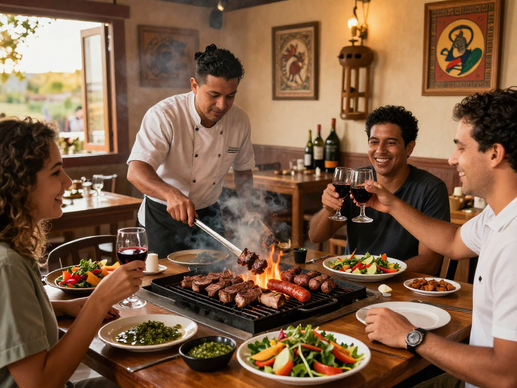 Best parrillada argentina near me with grilled meats and vibrant ambiance in a cozy restaurant.
