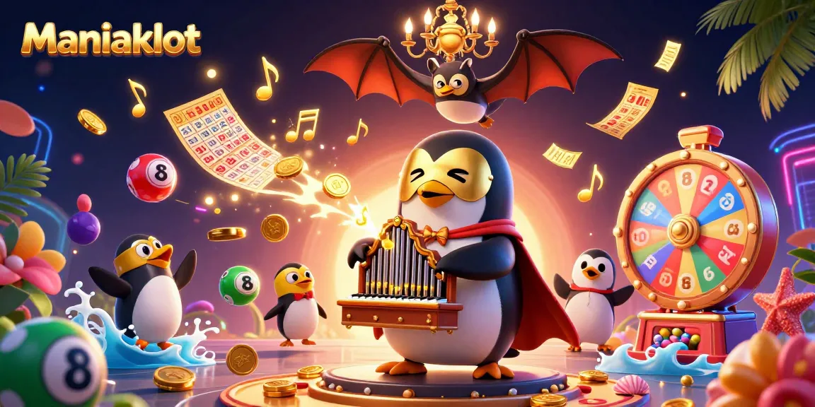 Experience the thrill of winning with Maniakslot in this vibrant casino scene featuring animated elements.