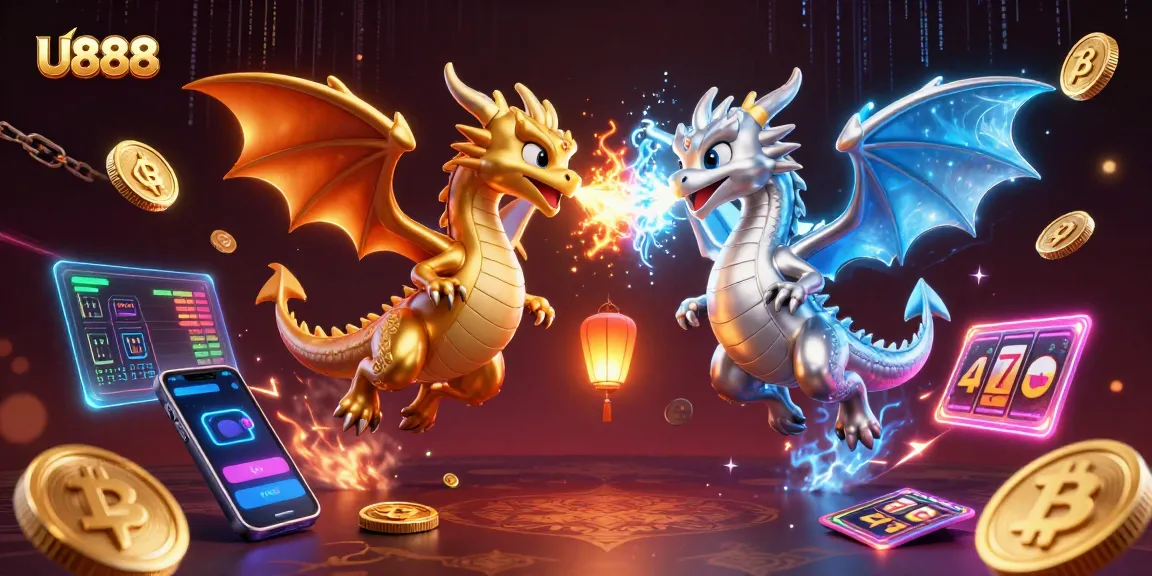 U888 features a thrilling 3D dragon scene of gold and silver, igniting action and excitement in online gaming.