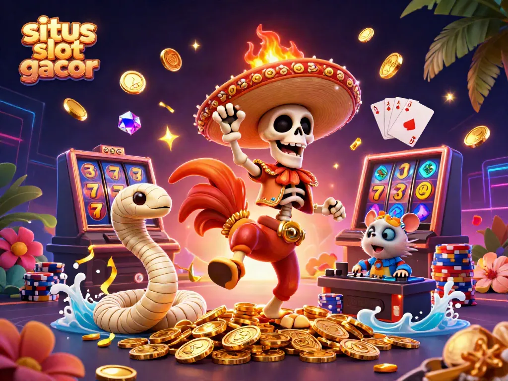 Experience winning excitement with situs slot gacor, featuring vibrant characters and dynamic casino elements.