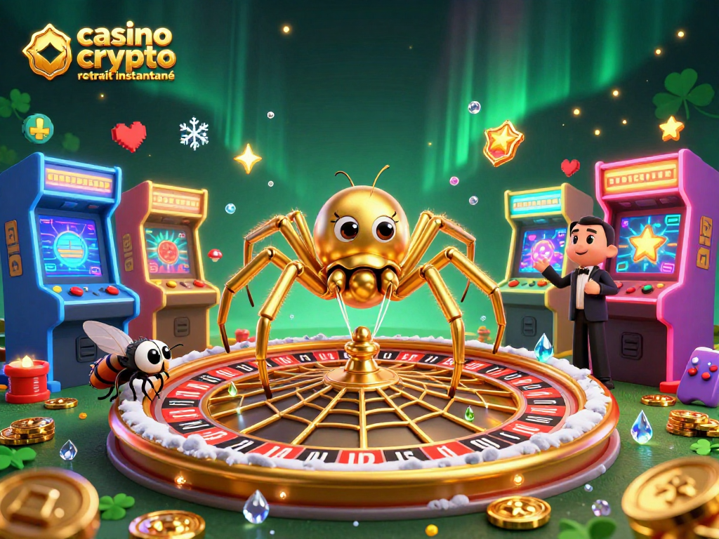 Jouer sur un casino crypto retrait instantané avec des gains rapides et sécurisés dans une scène dynamique colorée.