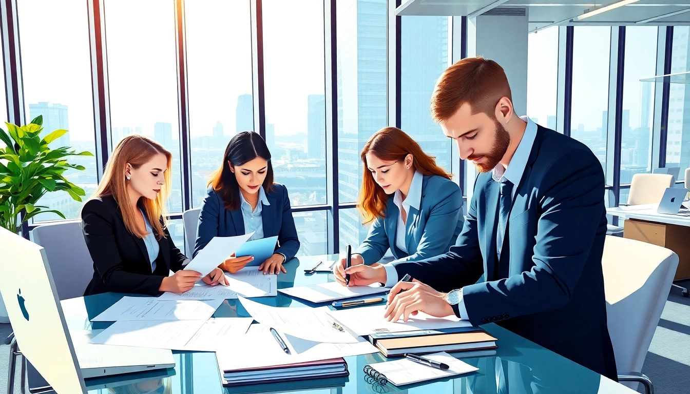 Berufliches Team bei der Zusammenarbeit mit csc hamburg Dokumenten und digitalen Geräten